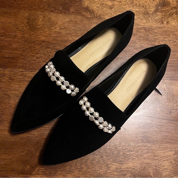 Marc Fisher Shoes - Marc Fisher Kneel Velvet Faux Pearl Point Loafer 7.5